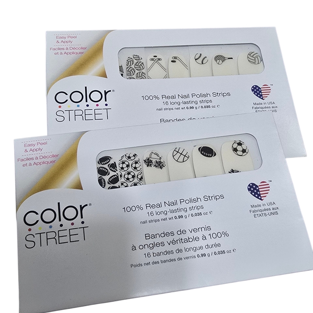 Color Street Nail Strips - Black and Cream Sports Designs 2 Different Sets